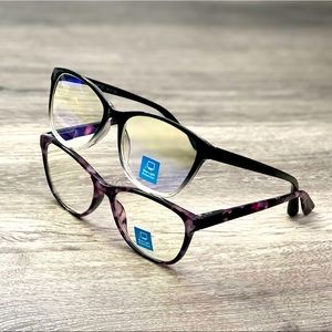 2 Pairs Adult Blue Light Readers Reading Glasses +1.50 NEW with 2 Cases